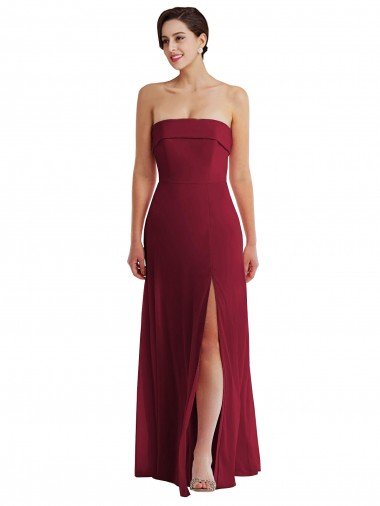 Strapless Long Soft Chiffon Burgundy Sleeveless Formal Evening Gown / Bridesmaid Dress Darwin