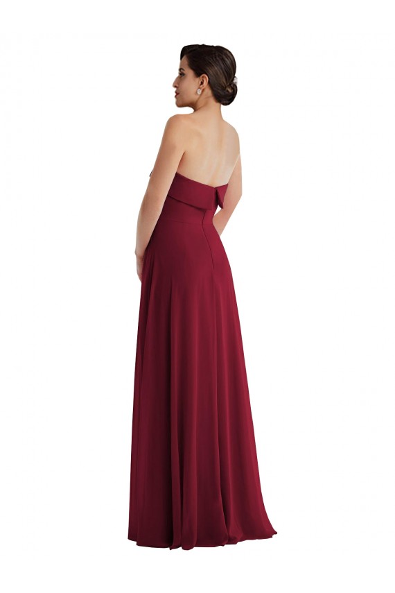 Strapless Long Soft Chiffon Burgundy Sleeveless Formal Evening Gown / Bridesmaid Dress Darwin