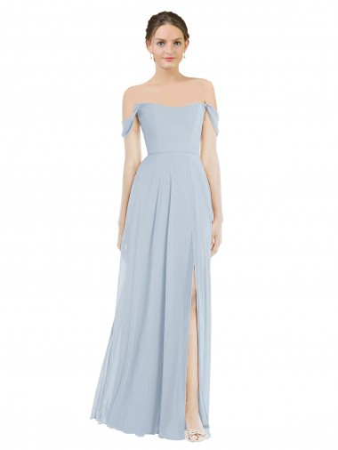 Off the Shoulder Long Soft Chiffon Sea Glass Flounce Sleeves Semi Formal Evening Dress / Bridesmaid Dress Darwin