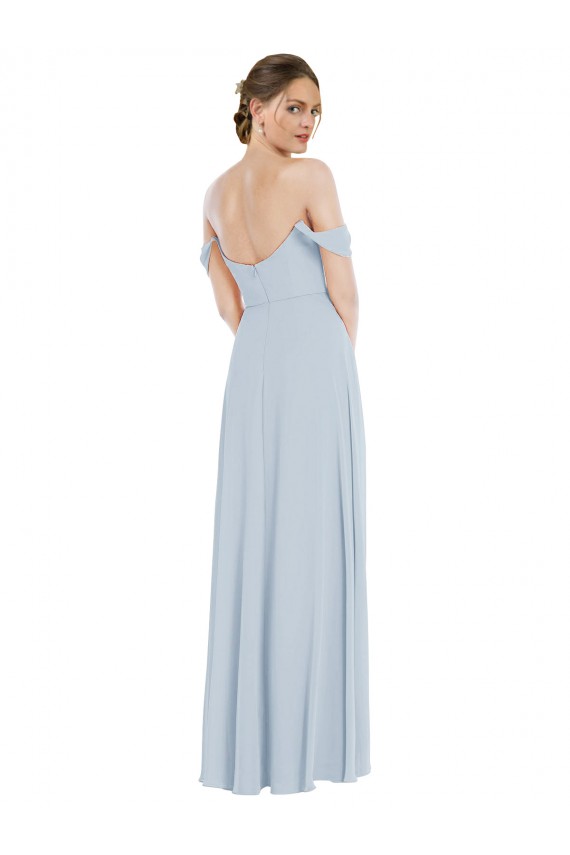 Off the Shoulder Long Soft Chiffon Sea Glass Flounce Sleeves Semi Formal Evening Dress / Bridesmaid Dress Darwin