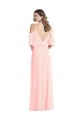 V-Neck Long Soft Chiffon Pink Cold Shoulder Semi Formal Evening Dress / Bridesmaid Dress Darwin