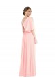 One Shoulder Long Soft Chiffon Pink Bell Sleeves Semi Formal Evening Dress / Bridesmaid Dress Darwin