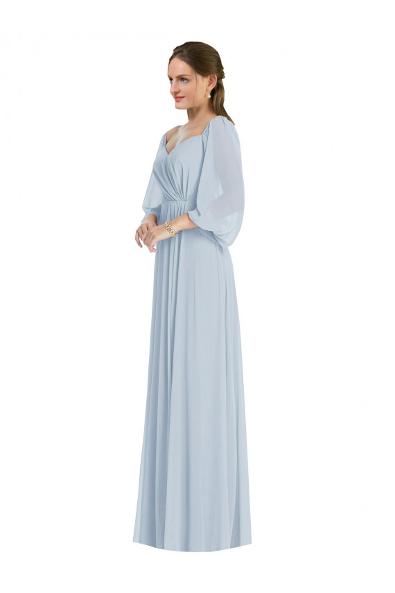 Sweetheart Long Soft Chiffon Sea Glass Puff Sleeves Formal Evening Gown / Bridesmaid Dress Darwin