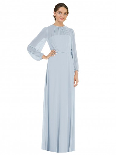 Strapless Long Soft Chiffon Sea Glass Puff Sleeves Formal Evening Gown / Bridesmaid Dress Darwin