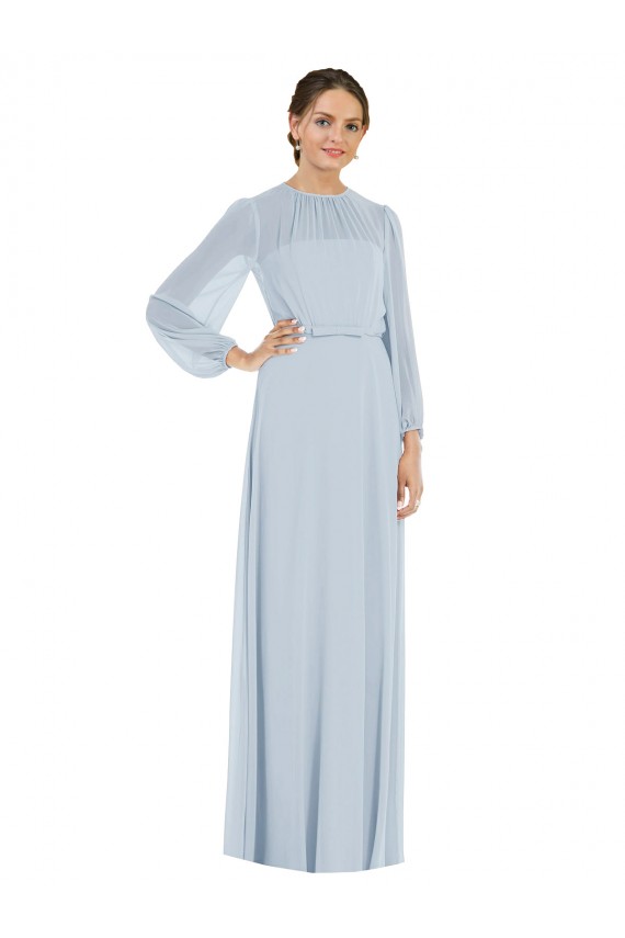 Strapless Long Soft Chiffon Sea Glass Puff Sleeves Formal Evening Gown / Bridesmaid Dress Darwin