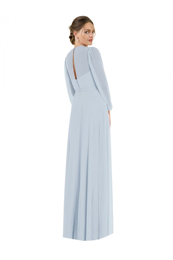 Strapless Long Soft Chiffon Sea Glass Puff Sleeves Formal Evening Gown / Bridesmaid Dress Darwin