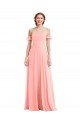 Off the Shoulder Long Soft Chiffon Salmon Flutter Sleeves Semi Formal Evening Dress / Bridesmaid Dress Darwin