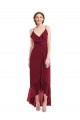 V-Neck Long Soft Chiffon Burgundy Sleeveless High Low Evening Gown / Bridesmaid Dress Darwin