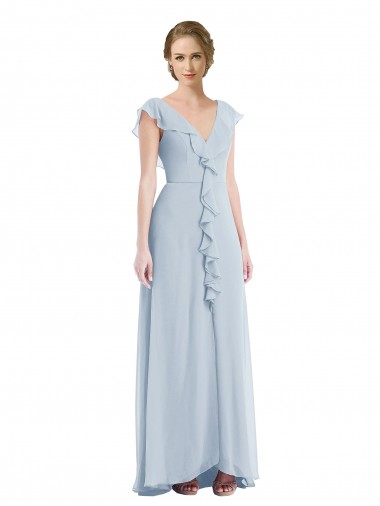 V-Neck Long Soft Chiffon Sea Glass Sleeveless Black Tie Evening Gown / Bridesmaid Dress Darwin