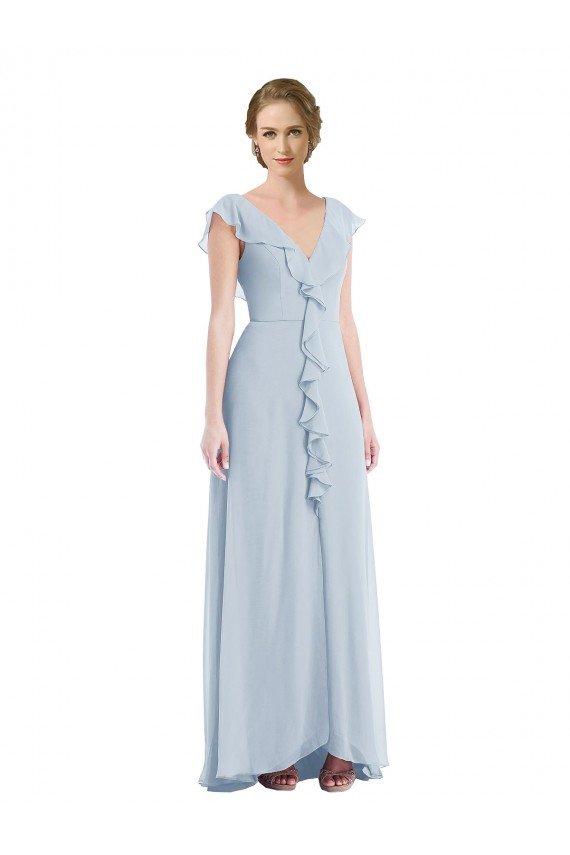 V-Neck Long Soft Chiffon Sea Glass Sleeveless Black Tie Evening Gown / Bridesmaid Dress Darwin