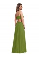 V-Neck Long Soft Chiffon Olive Green Sleeveless Plus Size Evening Gown / Bridesmaid Dress Darwin