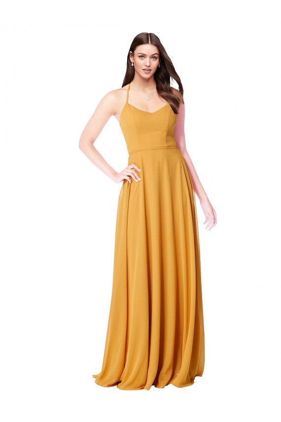 V-Neck Long Soft Chiffon Saffron Sleeveless Formal Dress / Bridesmaid Dress Darwin