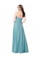 V-Neck Long Soft Chiffon Turquoise Sleeveless Bridesmaid Dress Darwin