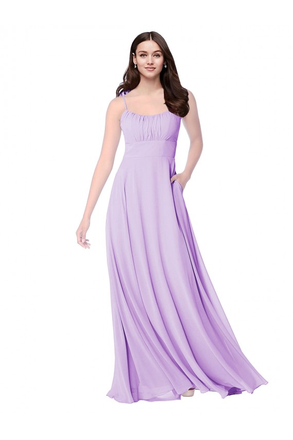 Scoop Neck Long Soft Chiffon Lilac Sleeveless Bridal Party Dress Darwin