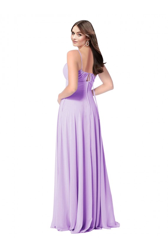 Scoop Neck Long Soft Chiffon Lilac Sleeveless Bridal Party Dress Darwin