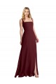 Square Neck Long Soft Chiffon Burgundy Gold Sleeveless Bridesmaid Dress Darwin