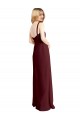 Square Neck Long Soft Chiffon Burgundy Gold Sleeveless Bridesmaid Dress Darwin