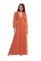 V-Neck Long Soft Chiffon Firecracker Long Sleeves High Low Evening Gown / Bridesmaid Dress Darwin