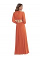 V-Neck Long Soft Chiffon Firecracker Long Sleeves High Low Evening Gown / Bridesmaid Dress Darwin