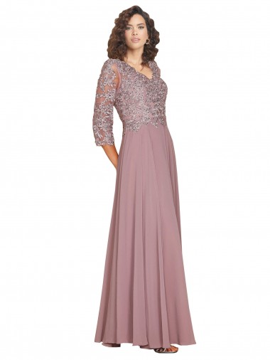 V-Neck Long Soft Chiffon Long Sleeves Prom Dress / Bridesmaid Dress Darwin
