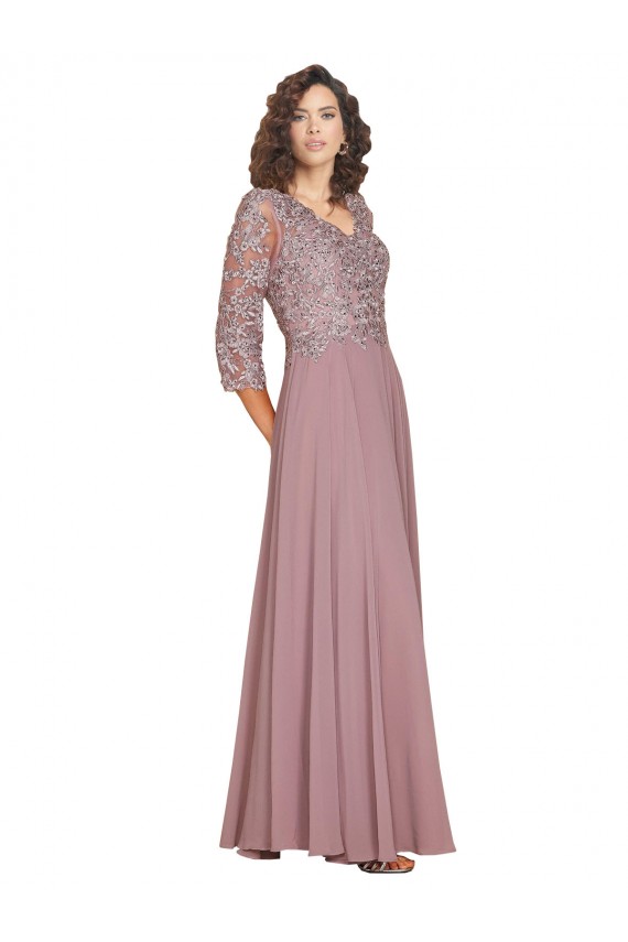 V-Neck Long Soft Chiffon Long Sleeves Prom Dress / Bridesmaid Dress Darwin