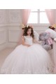 Bateau Neck Chapel Train Tulle & Lace Ivory Sleeveless Flower Girl Wedding Dress Darwin