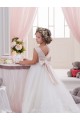 Bateau Neck Chapel Train Tulle & Lace Ivory Sleeveless Flower Girl Dresses Darwin