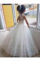 High Neck Long Tulle & Lace Ivory Sleeveless Flower Girl Dress for Wedding Darwin