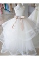 High Neck Long Tulle & Lace Ivory Sleeveless Flower Girl Wedding Dress Darwin