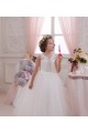High Neck Long Tulle & Lace Ivory Sleeveless Little Flower Girl Dresses Darwin