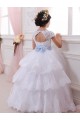 Sweetheart Chapel Train Tulle & Lace Ivory Cap Sleeves Flower Girl Dresses Darwin