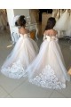 Sweetheart Chapel Train Tulle & Lace Ivory Long Sleeves Little Flower Girl Dress Darwin