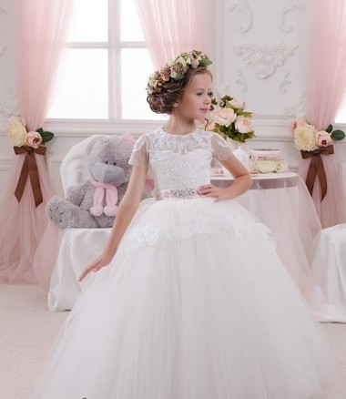 Sweetheart Long Tulle & Lace Ivory Sleeveless Flower Girl Dress Darwin