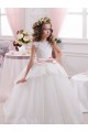 Sweetheart Chapel Train Tulle & Lace Ivory Sleeveless Flower Girl Dress for Wedding Darwin