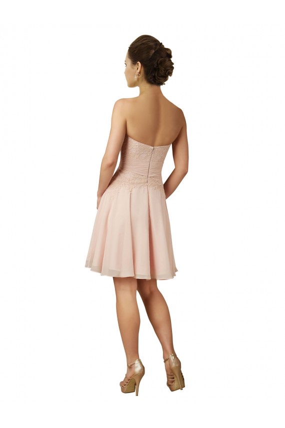 Sweetheart Knee Length Soft Chiffon & Lace Pink Sleeveless Bridesmaid Dress Darwin