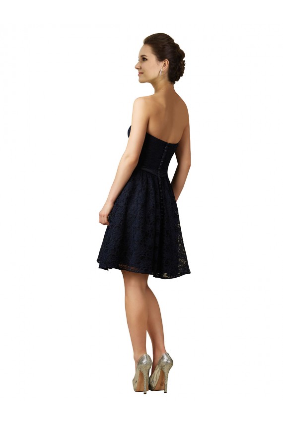 V-Neck Knee Length Lace Dark Navy Sleeveless Bridesmaid Dress Darwin