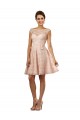 Illusion Neck Knee Length Soft Chiffon & Lace Pink Cap Sleeves Bridesmaid Dress Darwin