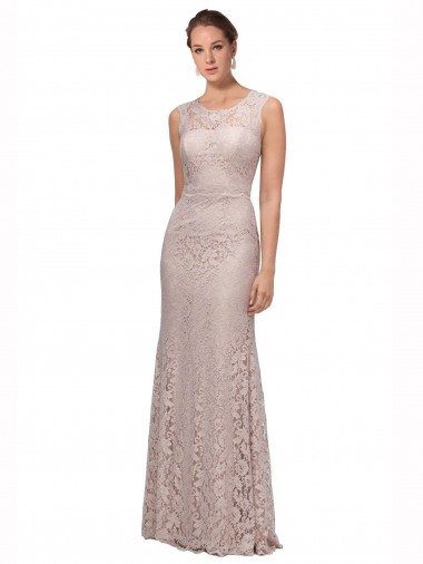 Scoop Neck Long Lace Sleeveless Prom Dress / Bridesmaid Dress Darwin