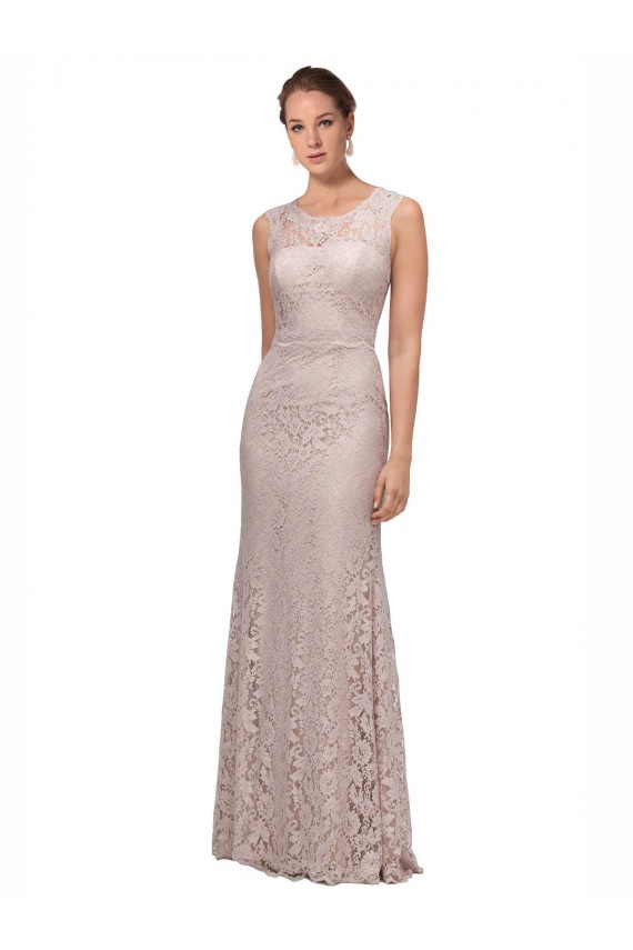 Scoop Neck Long Lace Sleeveless Prom Dress / Bridesmaid Dress Darwin