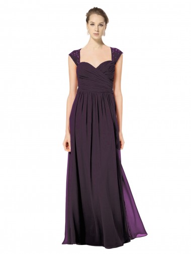 Sweetheart Long Soft Chiffon & Lace Grape Sleeveless Formal Dress / Bridesmaid Dress Darwin