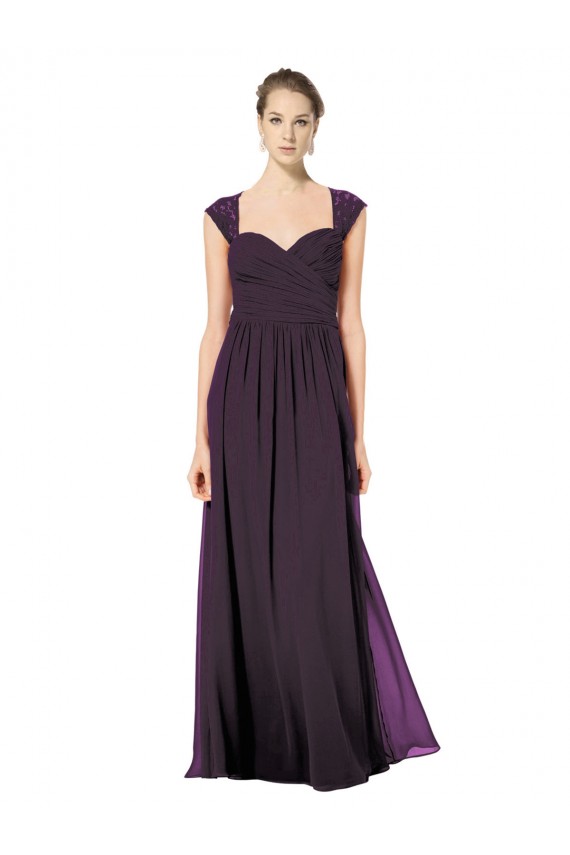 Sweetheart Long Soft Chiffon & Lace Grape Sleeveless Formal Dress / Bridesmaid Dress Darwin