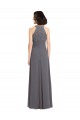 Halter Neck Long Soft Chiffon & Lace Stormy Silver Sleeveless Bridesmaid Dress Darwin