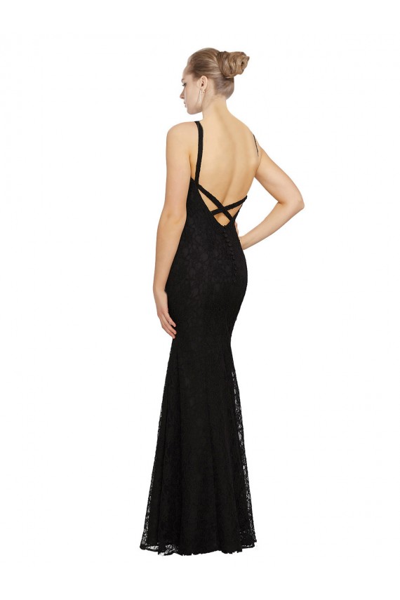 Jewel Neck Long Lace Black Sleeveless Bridesmaid Dress Darwin