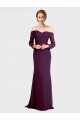 Off the Shoulder Long Soft Chiffon & Lace Grape Long Sleeves Bridesmaid Dress Darwin