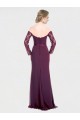 Off the Shoulder Long Soft Chiffon & Lace Grape Long Sleeves Bridesmaid Dress Darwin
