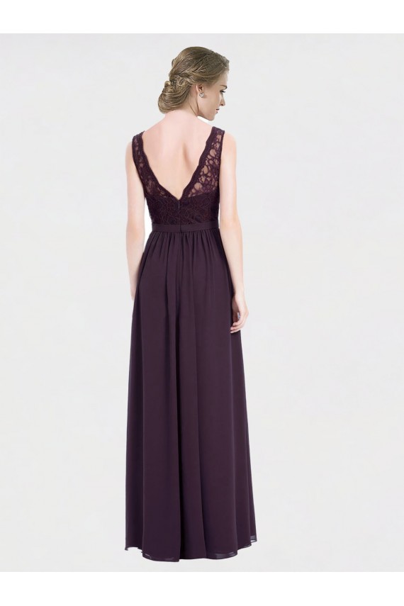 V-Neck Long Chiffon & Lace Grape Sleeveless Bridesmaid Dress / Evening Dress Darwin