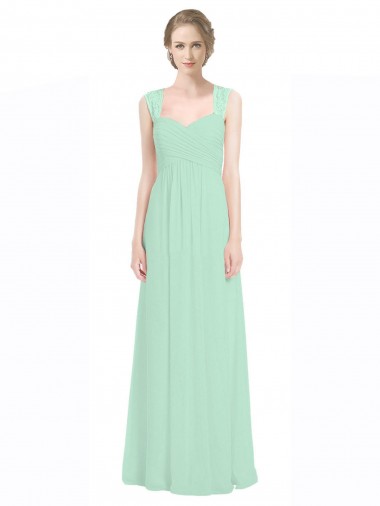 Sweetheart Long Soft Chiffon & Lace Mint Green Sleeveless Bridesmaid Dress Darwin