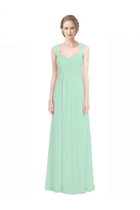 Sweetheart Long Soft Chiffon & Lace Mint Green Sleeveless Bridesmaid Dress Darwin