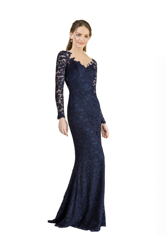 Sweetheart Long Lace Dark Navy Long Sleeves Prom Dress / Bridesmaid Dress Darwin