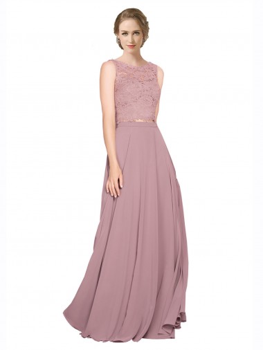 Illusion Neck Long Soft Chiffon & Lace Sleeveless Black Tie Prom Dress / Bridesmaid Dress Darwin